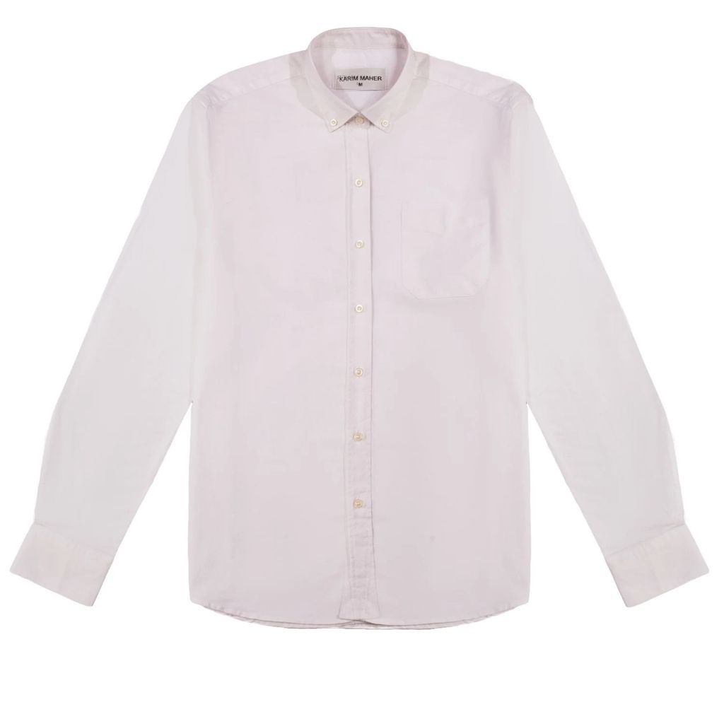 Karim Maher - White Button Down Cotton Oxford Shirt