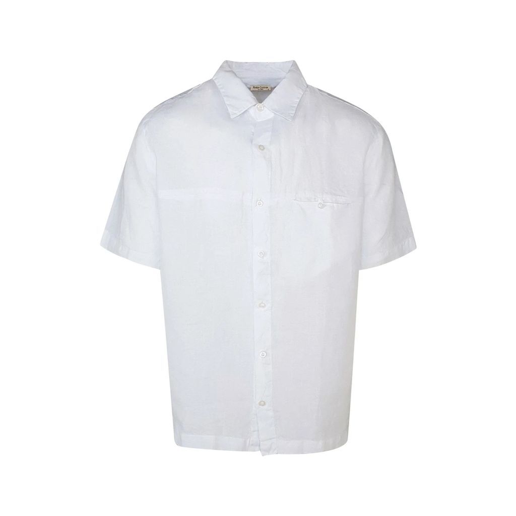 Haris Cotton - Short Sleeved Front Pocket Linen Shirt - White