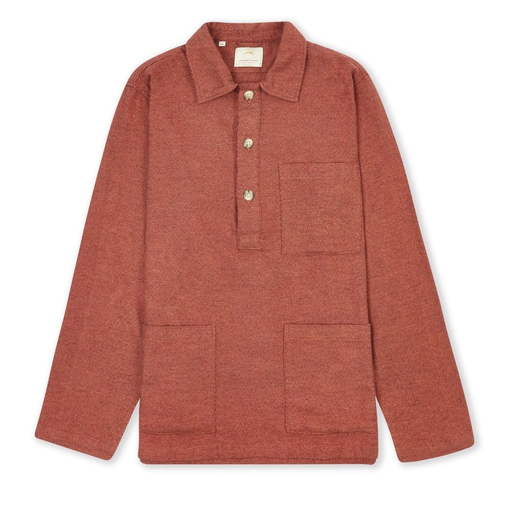Burrows & Hare - Houndstooth Pull Over Shirt - Red