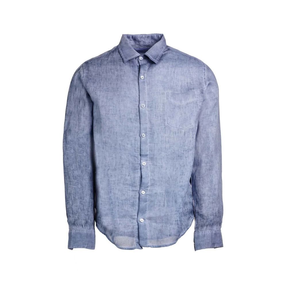 Haris Cotton - Long Sleeved Front Pocket Linen Freddo Dye Shirt - Denim Freddo
