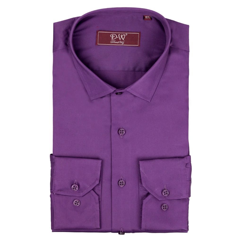 DAVID WEJ - Classic Collar Button Cuff Poplin Shirt - Purple
