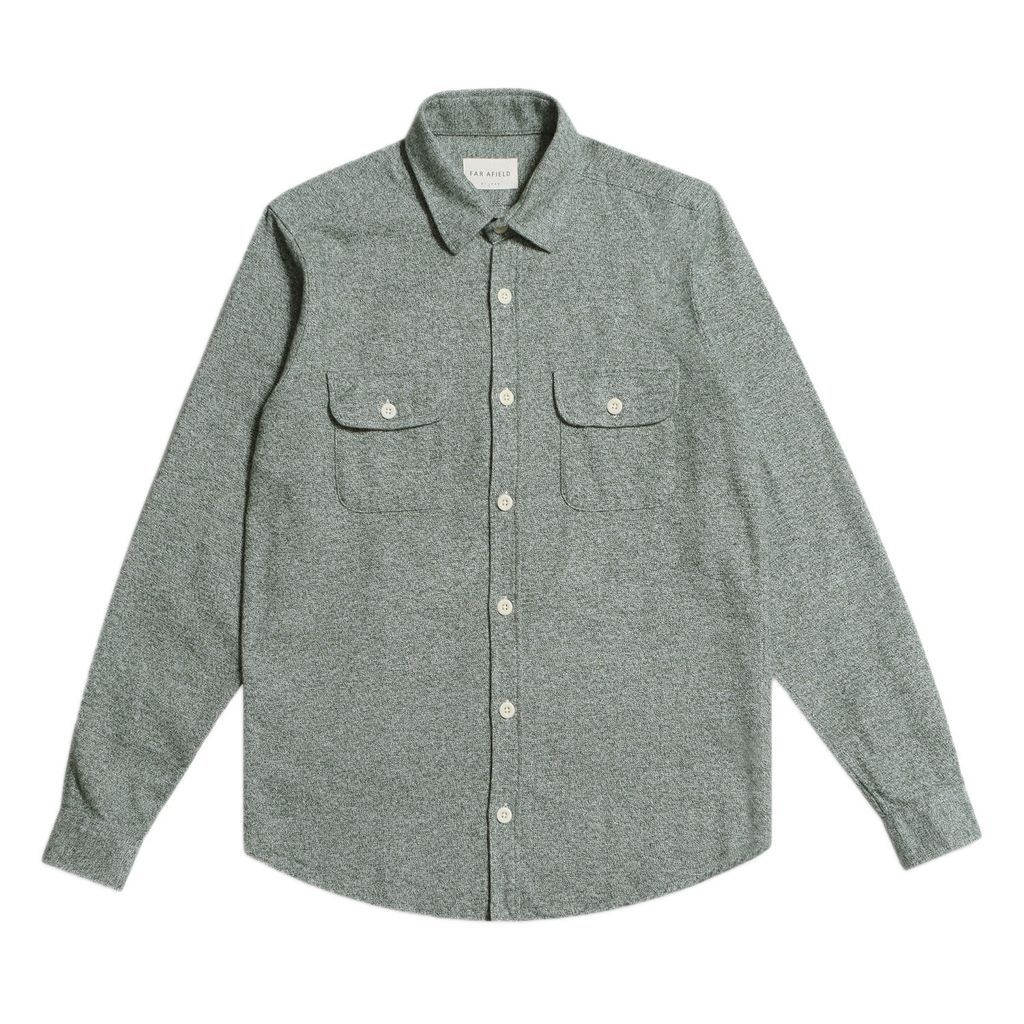Far Afield - Workwear L/S Shirt - Twisted Yarn - Green / White
