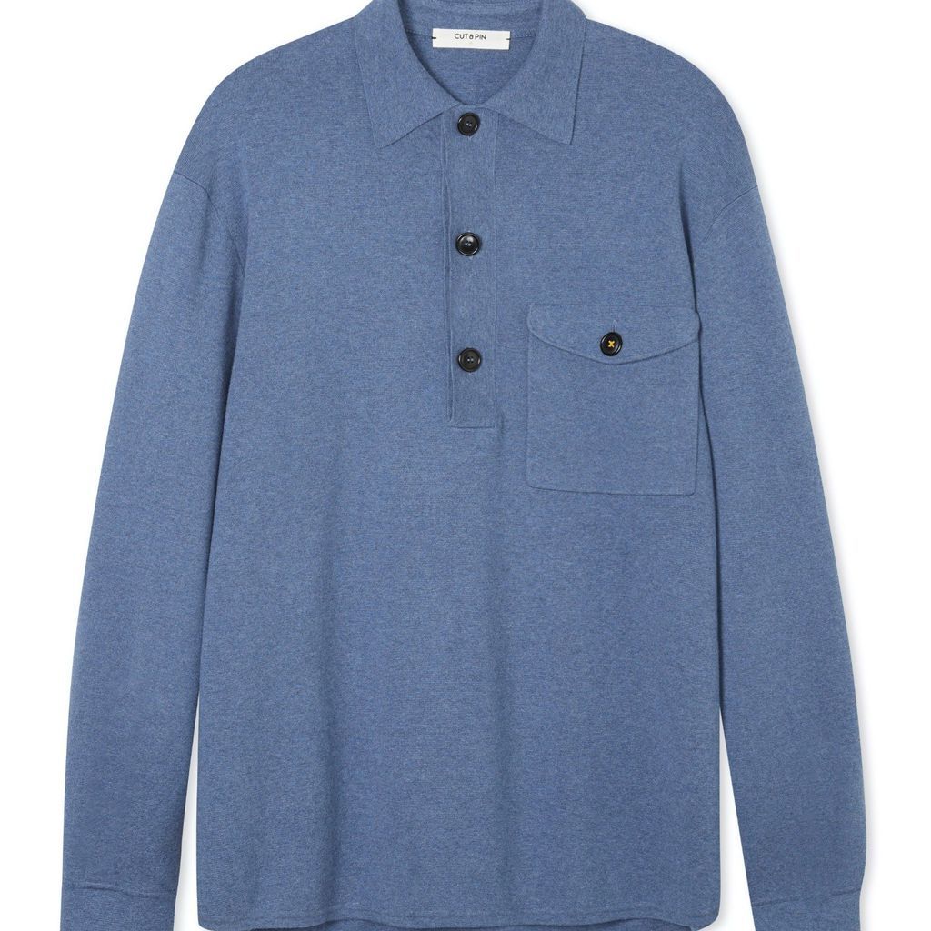 Cut & Pin - Cashmere & Cotton Milano Knitted Overshirt - Blue