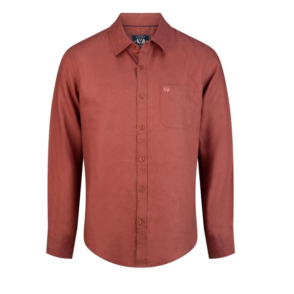 Coast Clothing Co. - Long Sleeve Linen Shirt In Burnt Orange