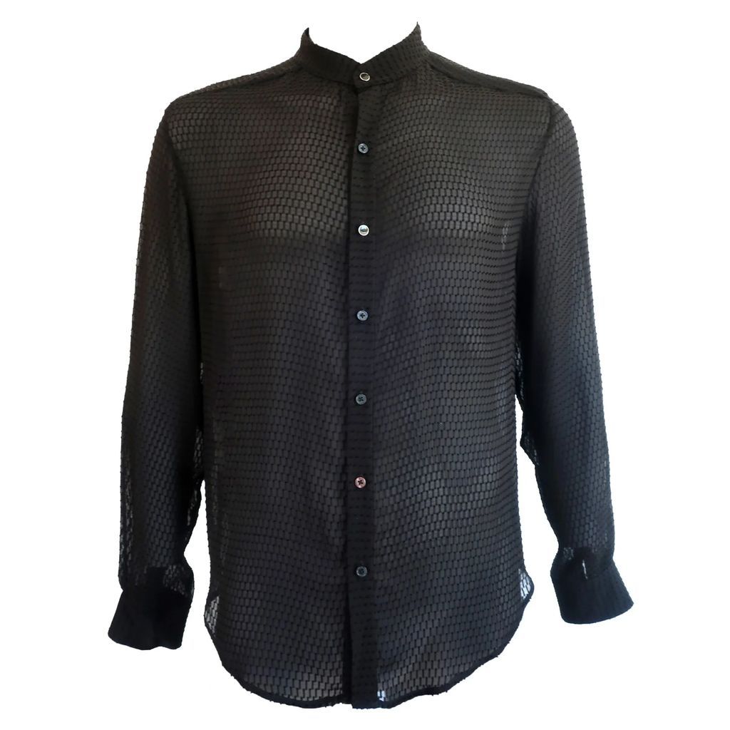 hols.e - Silk Clip Black Buttondown Shirt Men