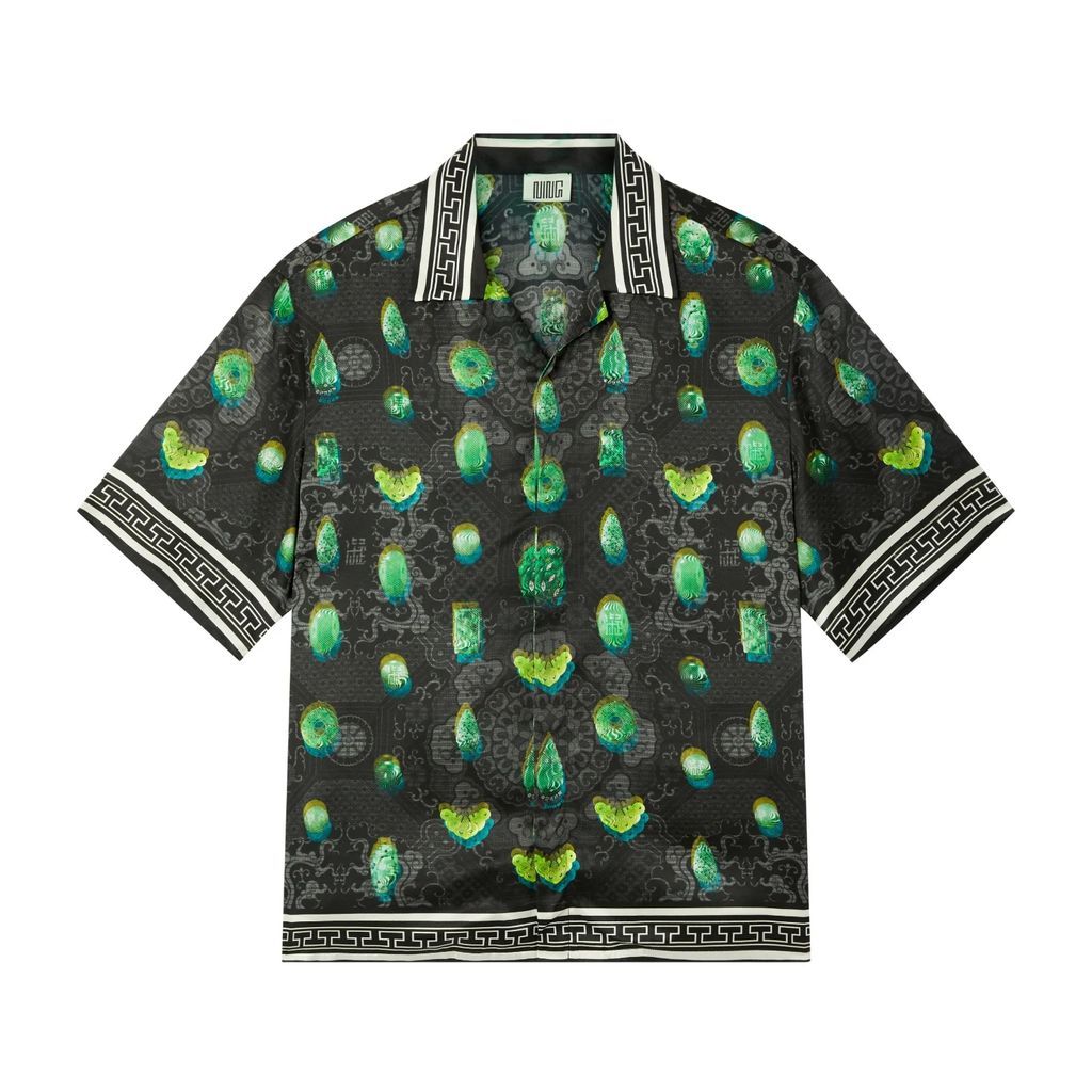 Ning Dynasty - Short Sleeve Jade Night Silk Shirt