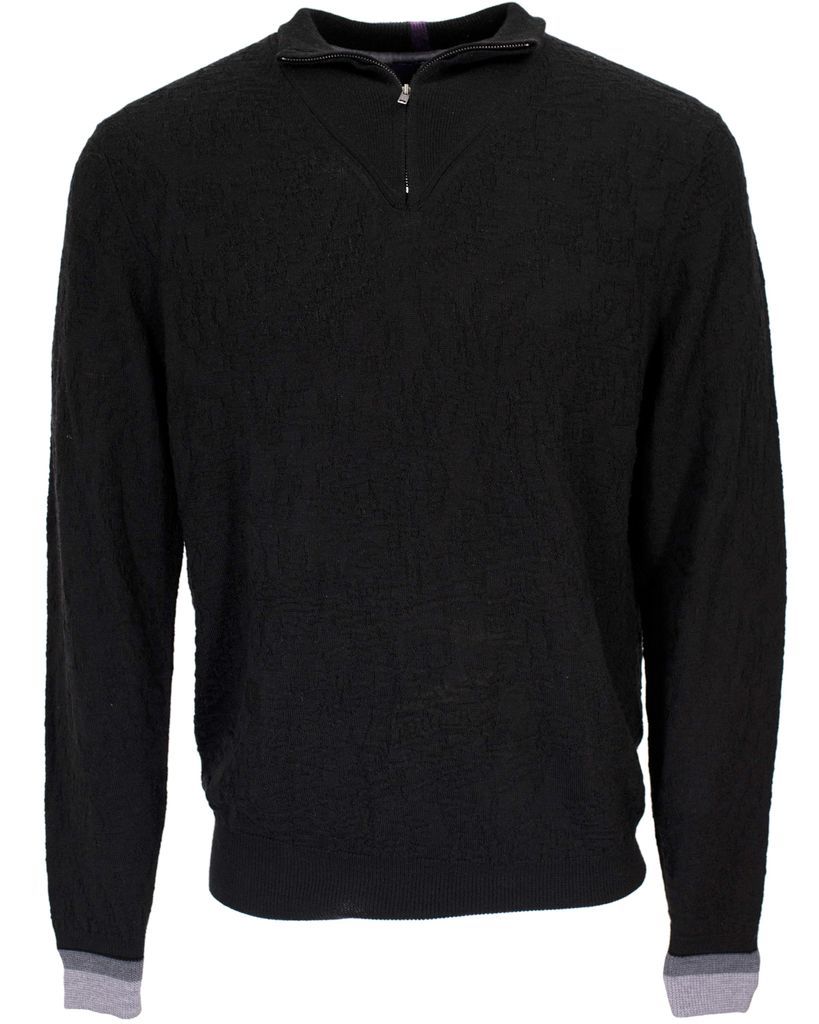 Men's Quinn Quarter-Zip Merino Sweater In Black Small Lords of Harlech