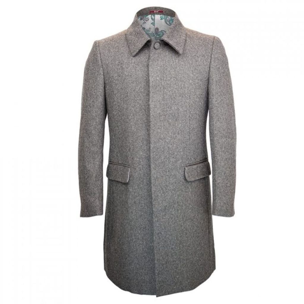 Men's Single Breasted Overcoat - Neutrals Small DAVID WEJ