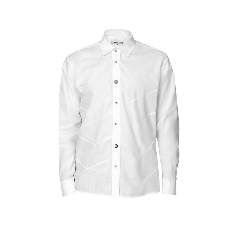 Men's White Front Darts Shirt Extra Large Karim Maher