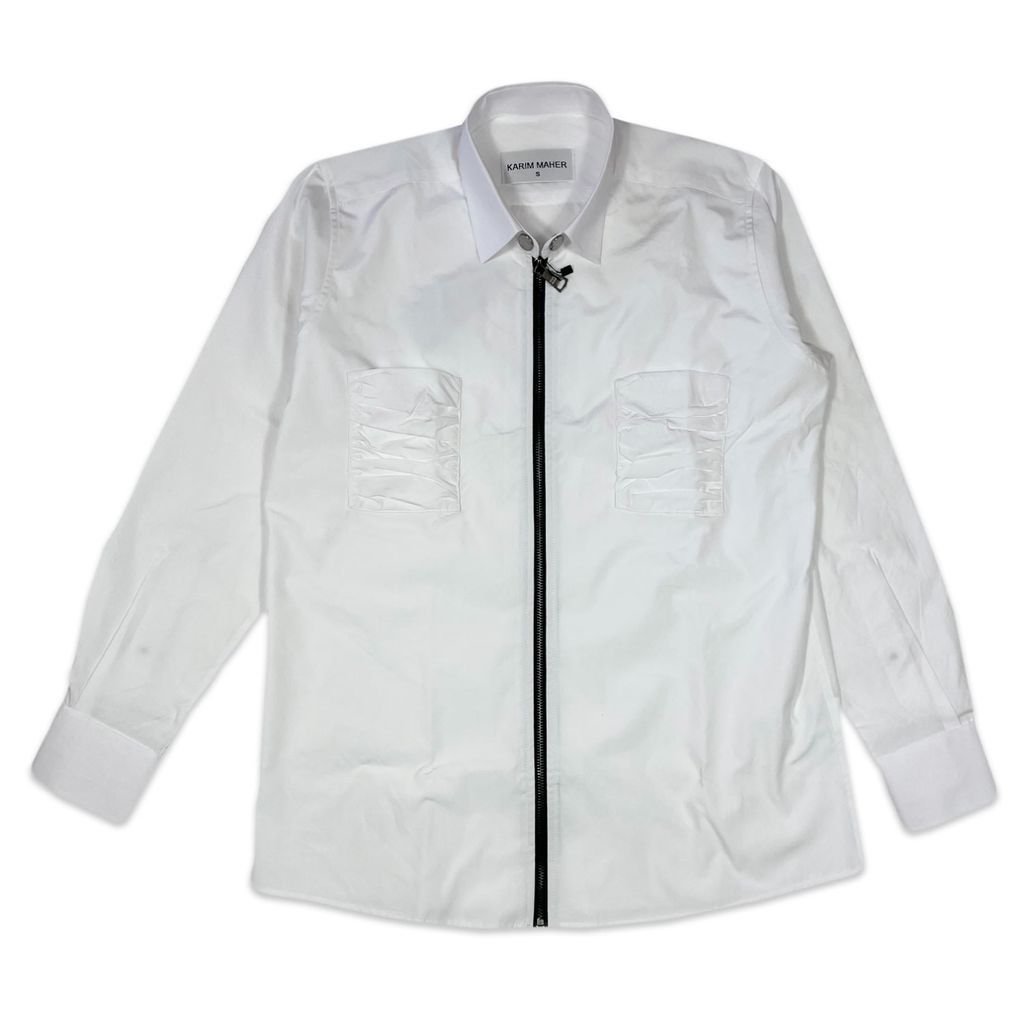 Men's White Zip Shirt Small Karim Maher