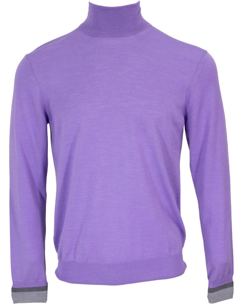 Men's Black / Grey / Pink Ronald Merino Turtleneck Sweater In Lavender Medium Lords of Harlech