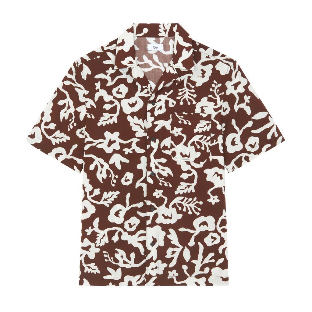Men's Brown Crabbing Shirt Short-Sleeve Small FYU PARIS