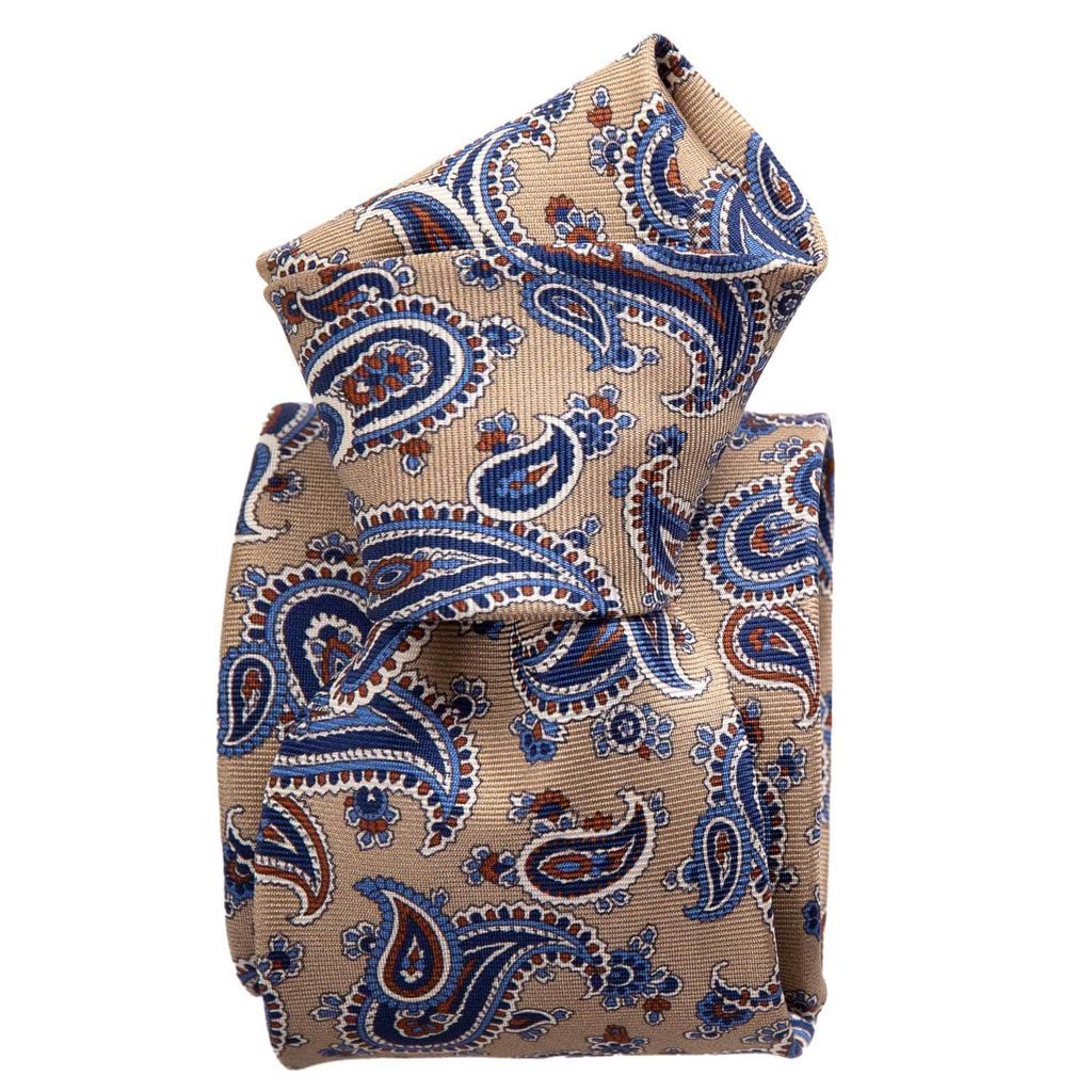 Men's Brown Trevi - Printed Silk Tie - Sand One Size Elizabetta
