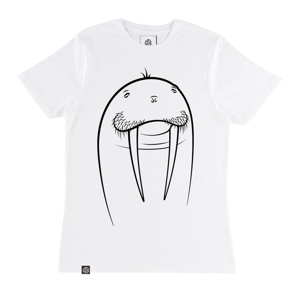 Men's White Walrus Graphic Bamboo T-Shirt Extra Large TOMOTO