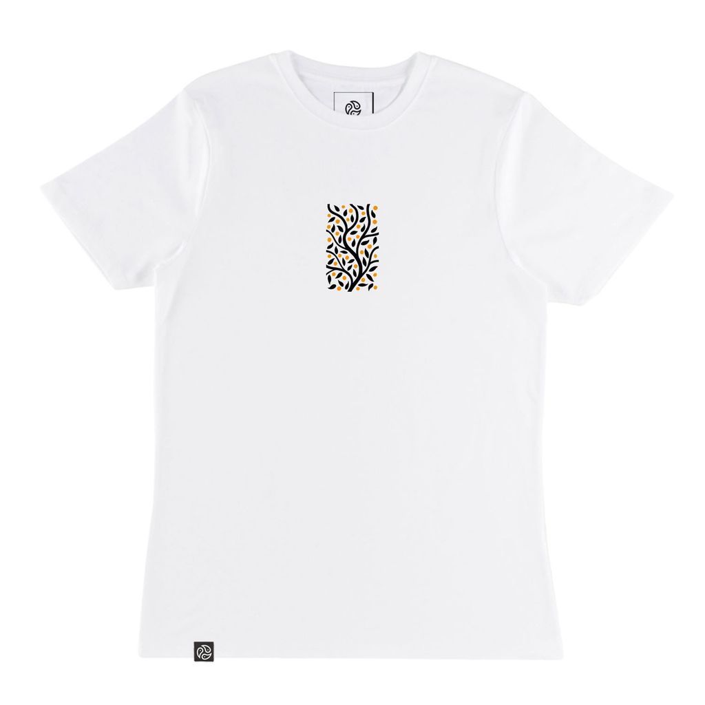 Men's White Clementine Graphic Bamboo T-Shirt Small TOMOTO