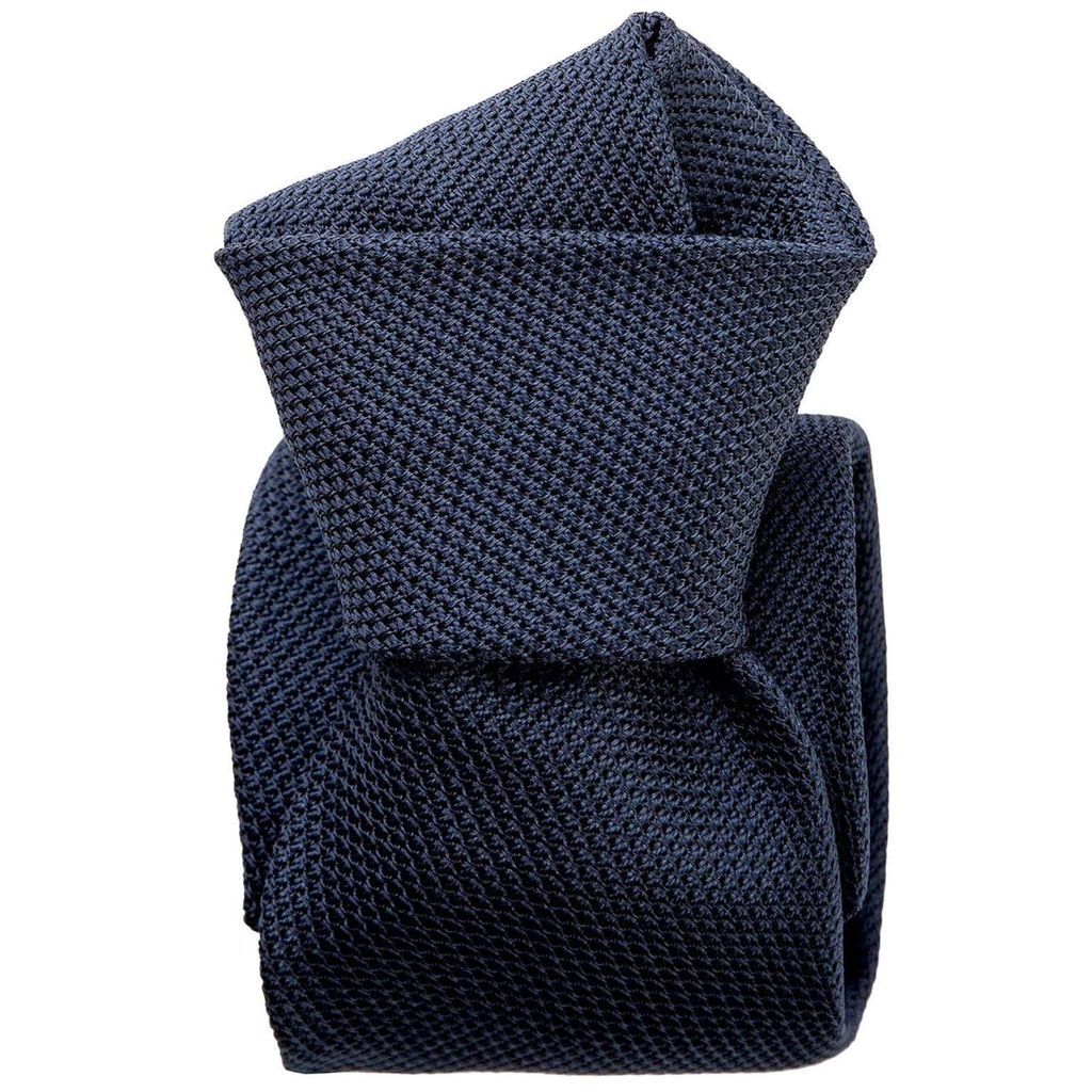Men's Blue Cavour - Silk Grenadine Tie - Dark Navy One Size Elizabetta
