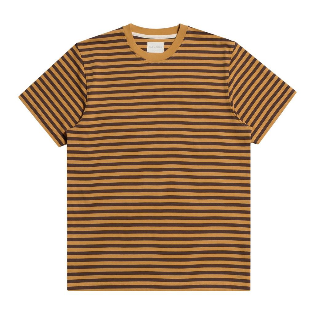 Men's Breton Stripe Short Sleeve T-Shirt - Slate Brown / Tinsel Small Far Afield