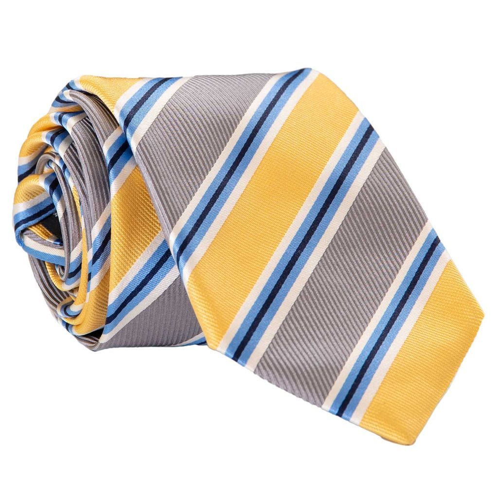 Men's Blue / Yellow / Orange Romano - Yellow Xl Silk Jacquard Tie One Size Elizabetta