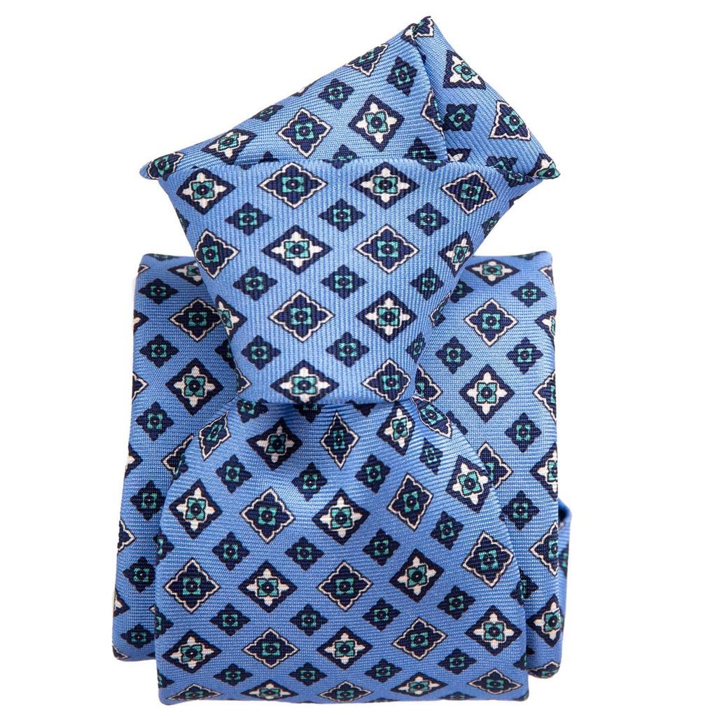 Men's Blue Empoli - Printed Silk Tie - Azure One Size Elizabetta