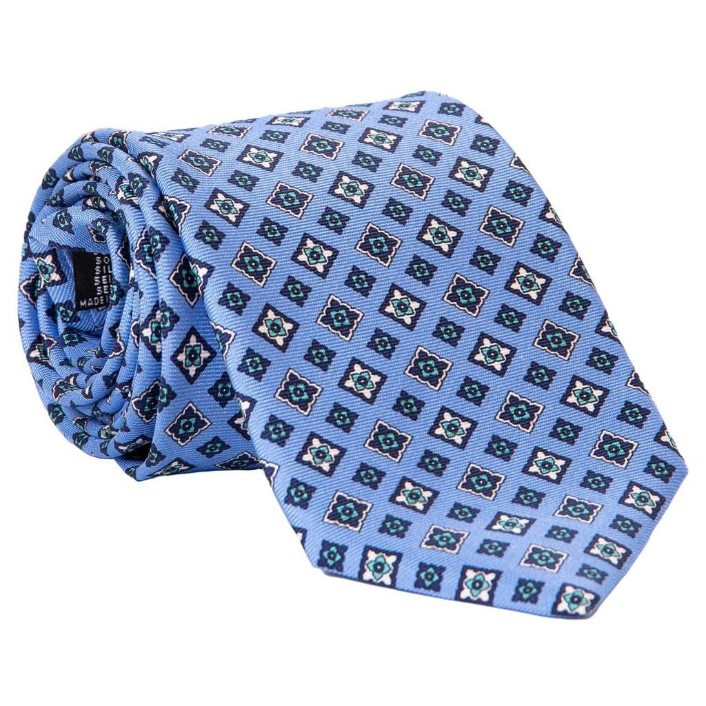 Men's Blue Empoli - Printed Silk Tie - Azure Xl One Size Elizabetta