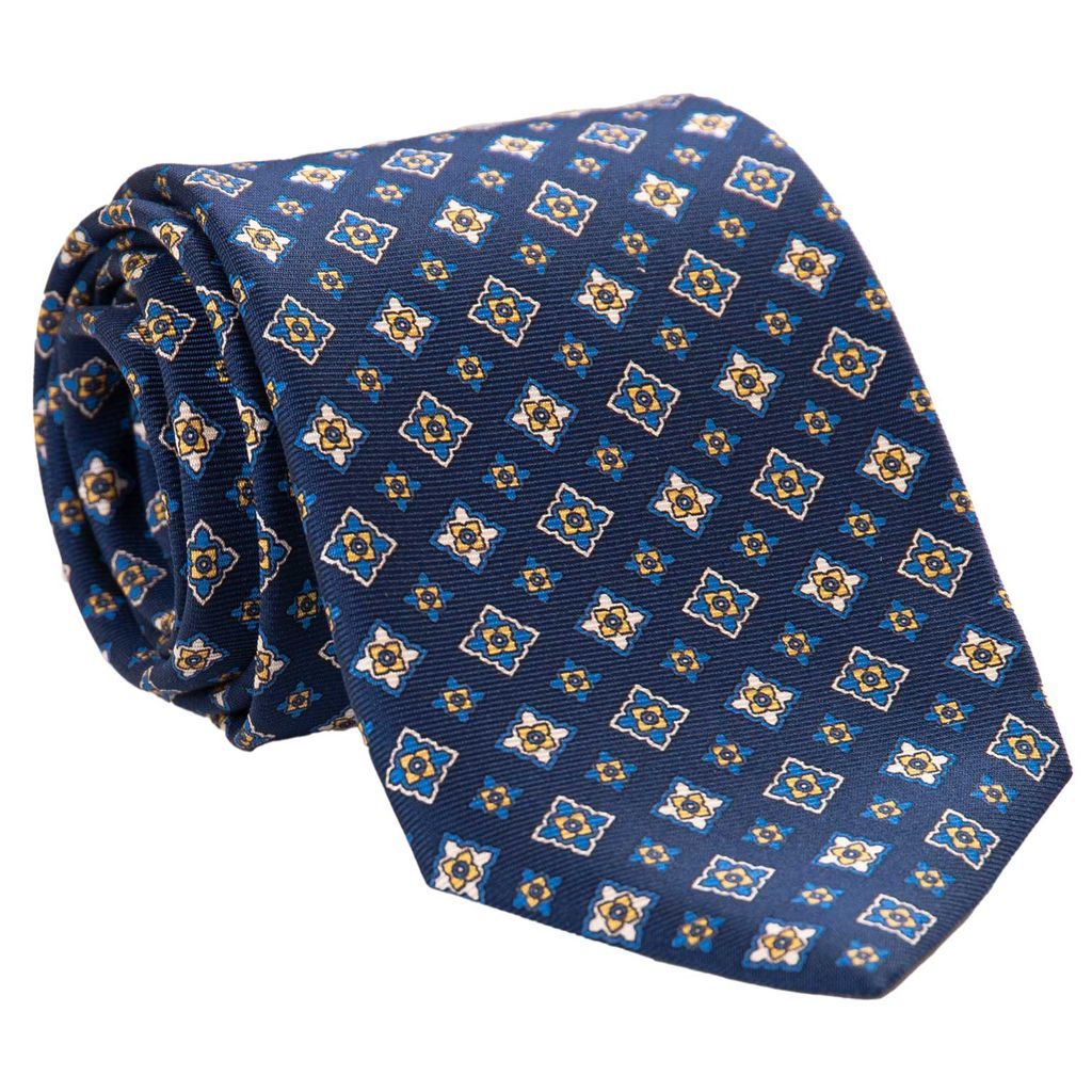 Men's Blue Empoli - Printed Silk Tie - Navy Xl One Size Elizabetta