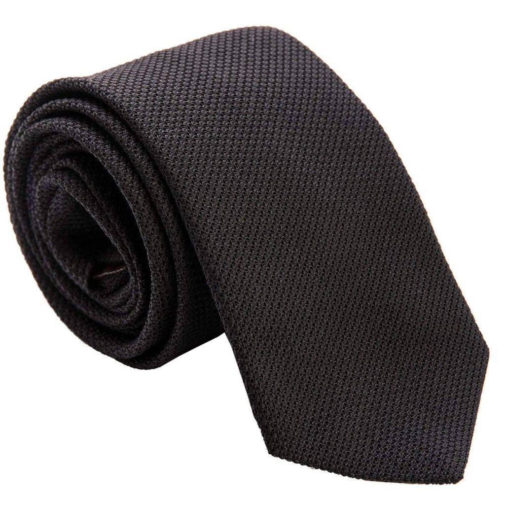 Men's Black Nero Silk Grenadine Tie Xl One Size Elizabetta