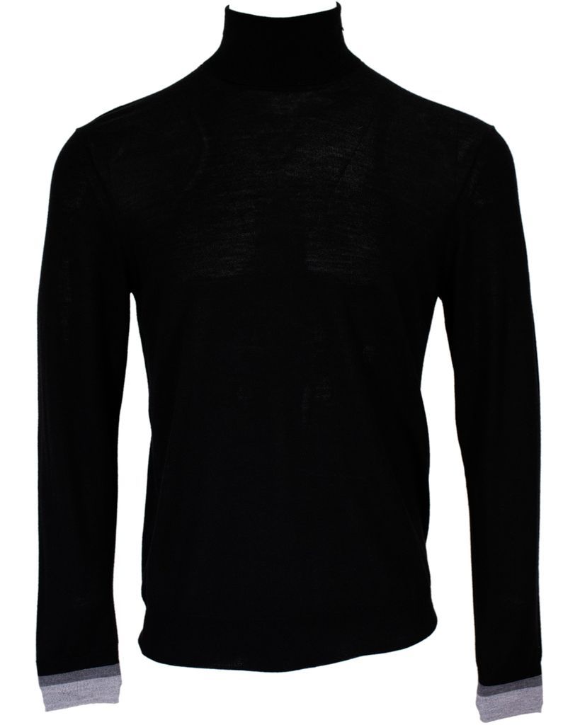 Men's Black / Grey / Pink Ronald Merino Turtleneck Sweater In Black Extra Small Lords of Harlech