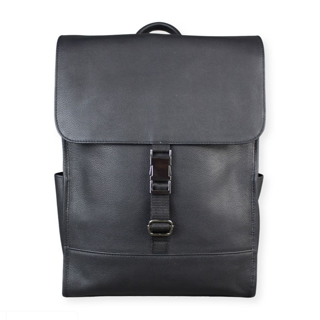 Men's Black Leather Laptop Backpack Bag With Gunmetal Zip LeatherCo.