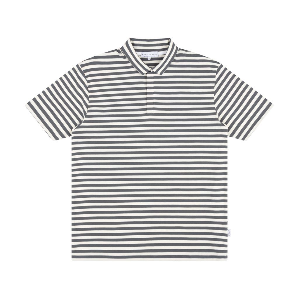 Men's Cheshire Polo - Grey & Ecru Stripe Small Wear London
