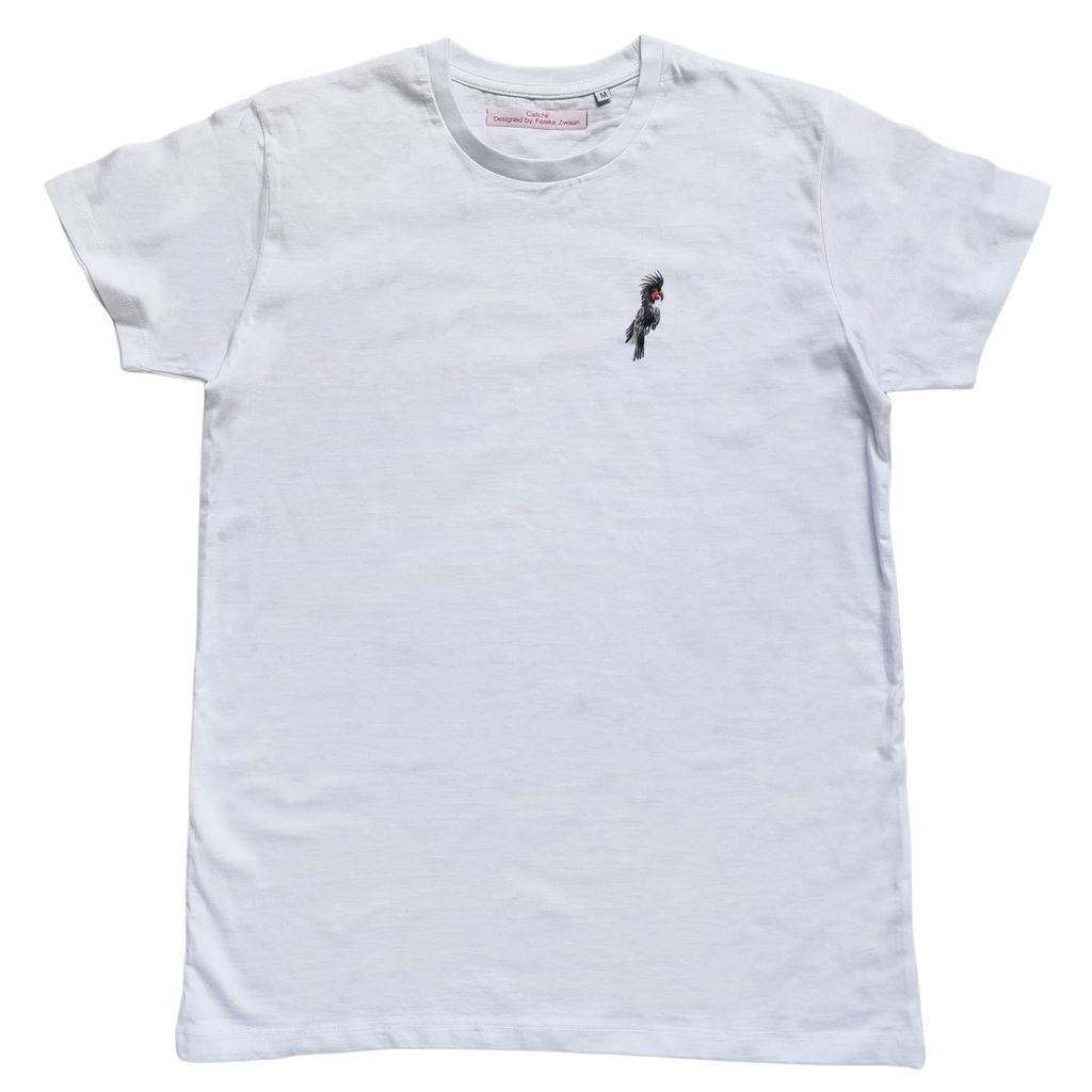Men's Black Cockatoo White T-Shirt Medium Catchii