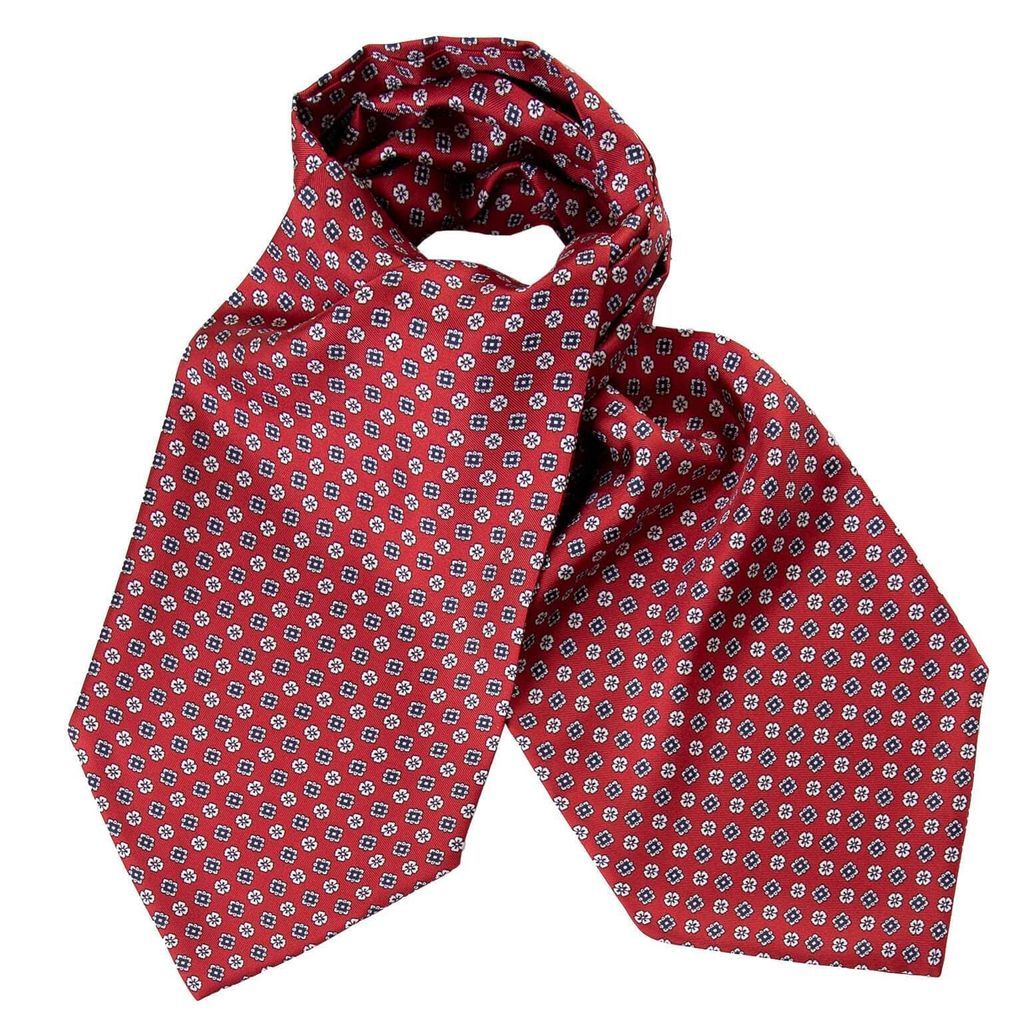 Men's Spoleto - Red Silk Ascot Cravat Tie One Size Elizabetta