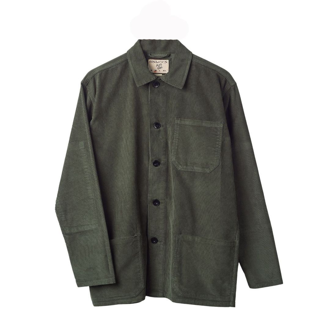 Men's 3001 Buttoned Cord Overshirt - Vine Green Small Uskees