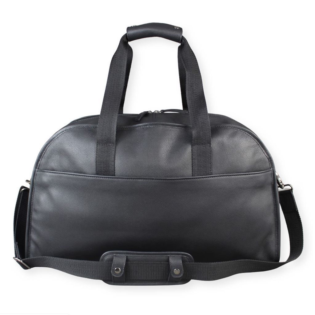 Men's Black Leather Laptop Weekend Bag With Gunmetal Zip LeatherCo.