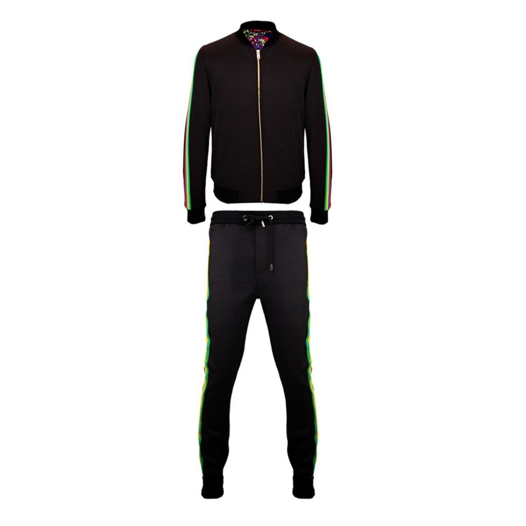 Men's Lagos Multi Stripe Track Suit - Black Small DAVID WEJ