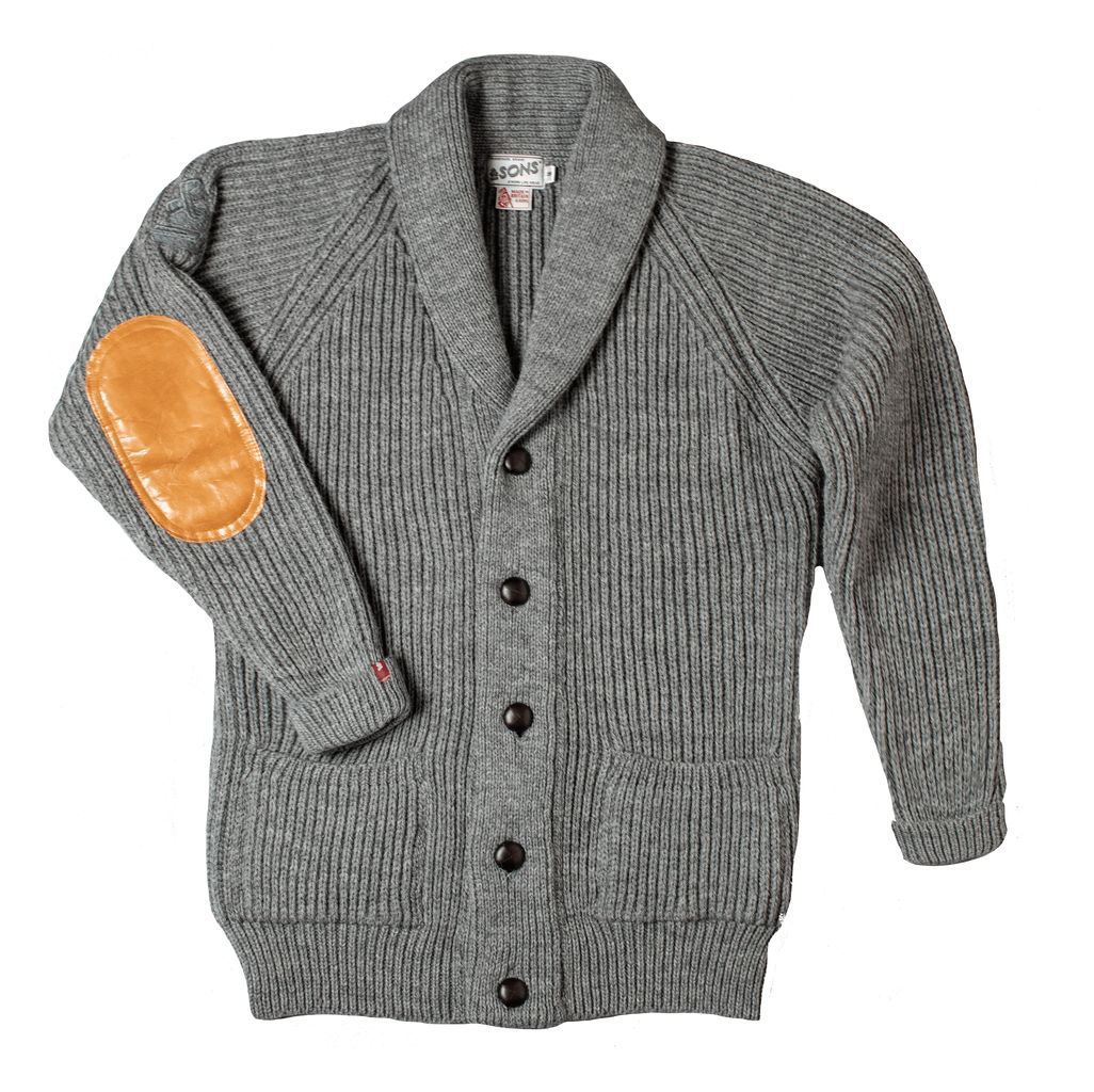 Men's Pioneer British Wool Cardigan Grey Small &SONS Trading Co