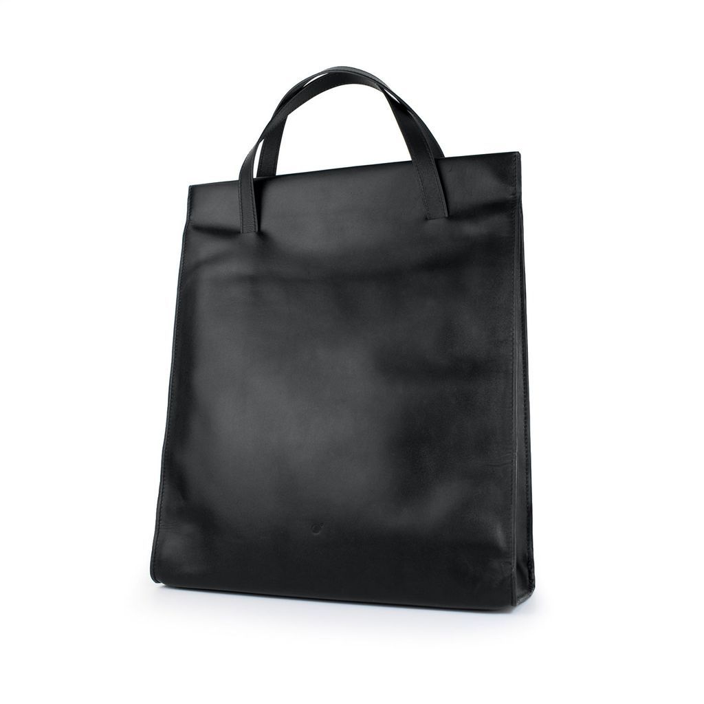 Men's Handmade Adjustable Leather Tote Bag - Black godi.