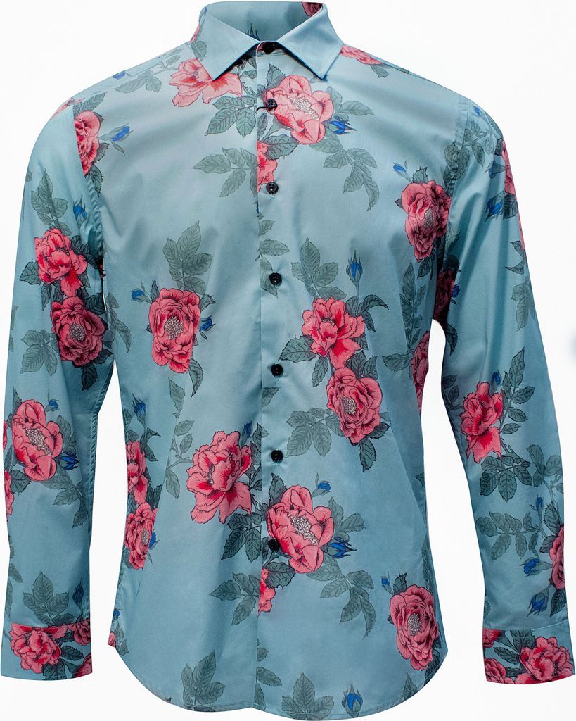 Men's Green / Blue / Grey Nigel Floating Forna Shirt In Nile Small Lords of Harlech