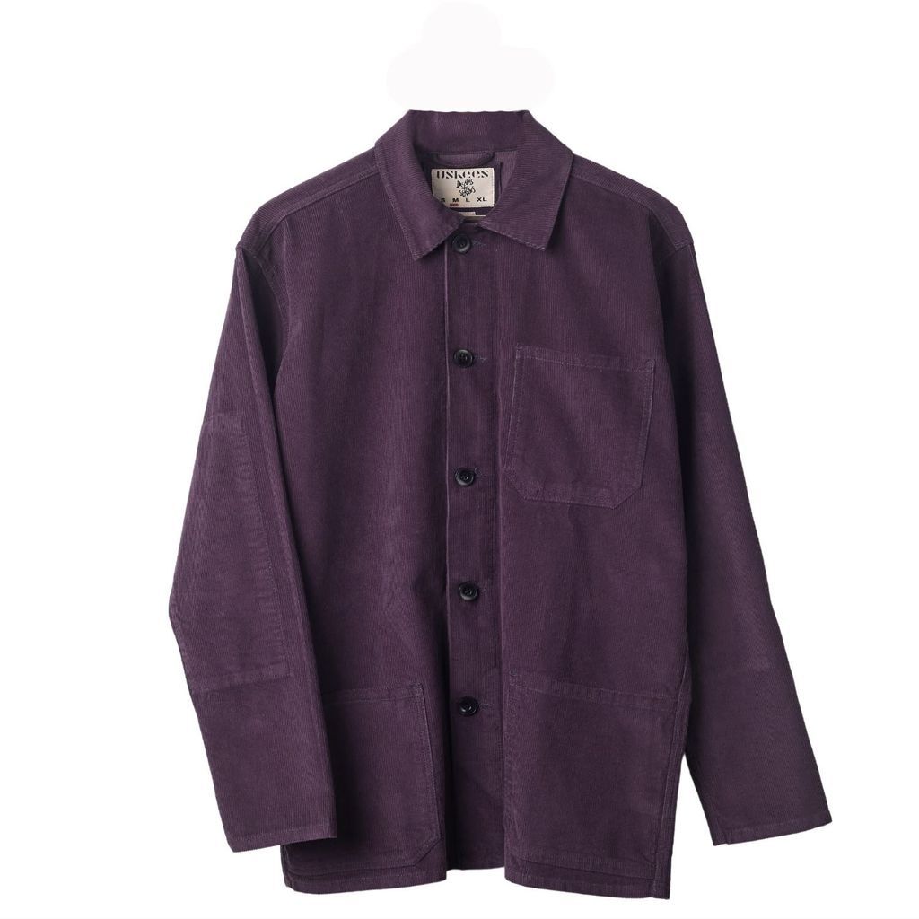 Men's Pink / Purple 3001 Buttoned Cord Overshirt - Plum Small Uskees