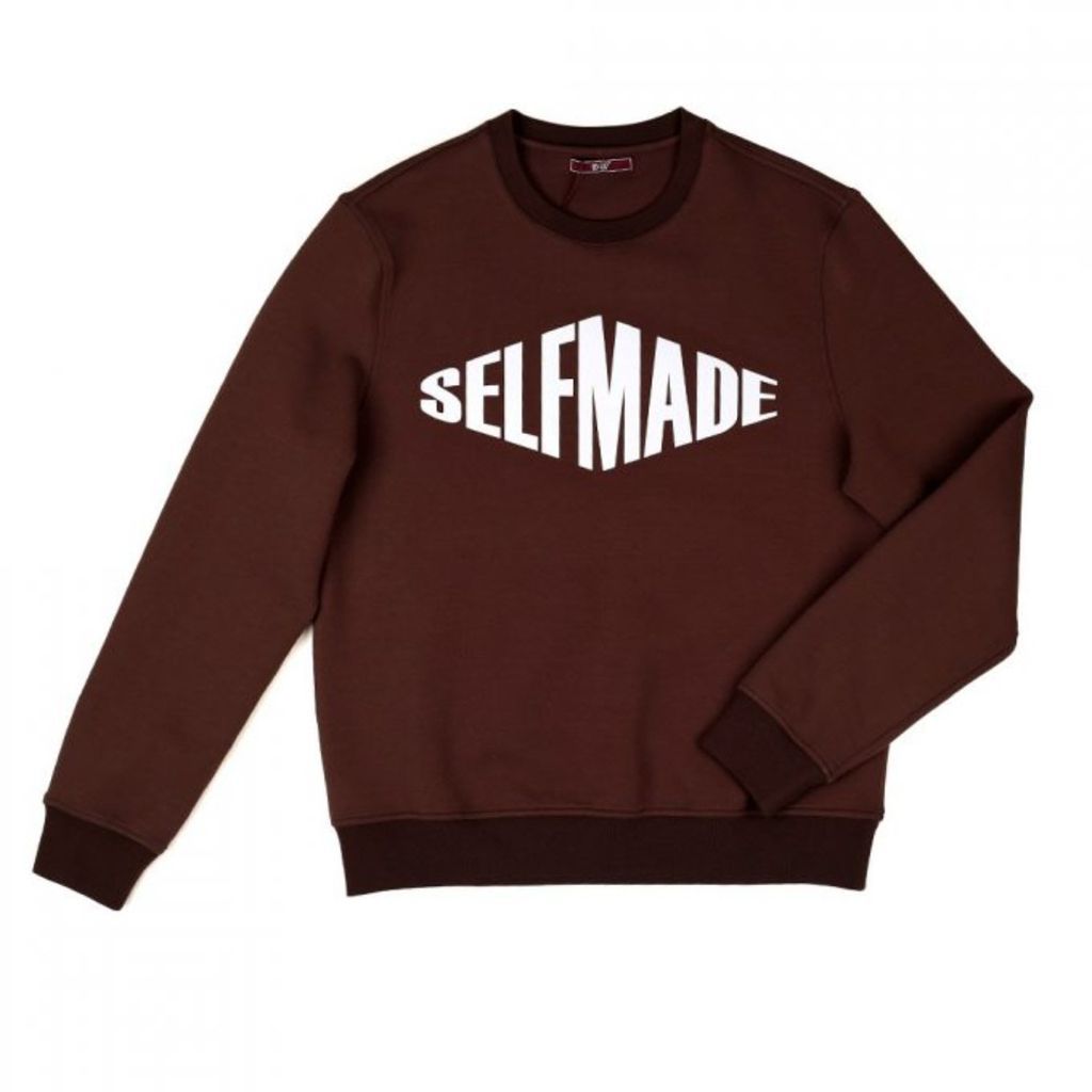 Men's Self Made Crew Neck Sweatshirt - Brown Medium DAVID WEJ