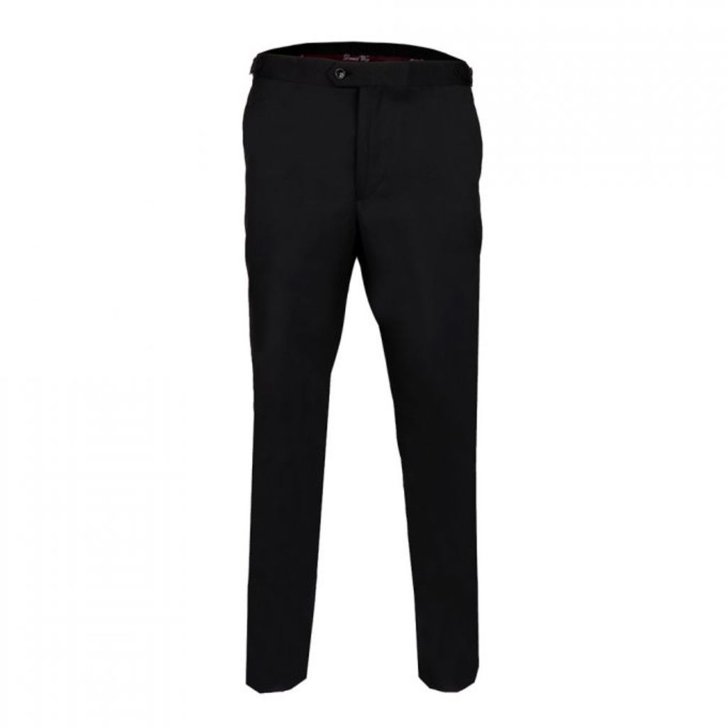 Men's Plain Dress Trousers With Side Adjusters - Black 34