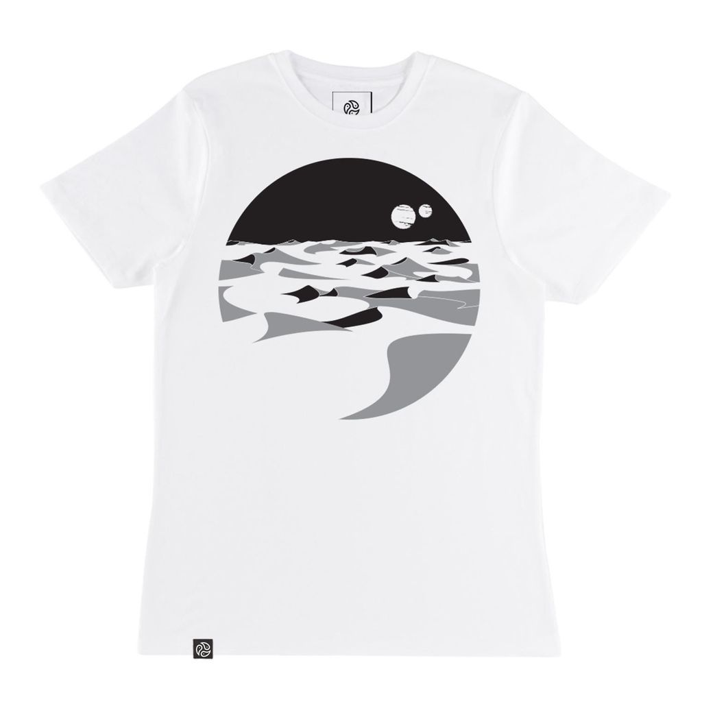 Men's White Dunes Graphic Bamboo T-Shirt Small TOMOTO