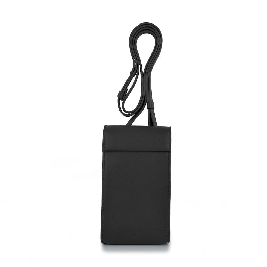 Men's Handmade Adjustable Leather Phone Bag With Pocket - Black godi.