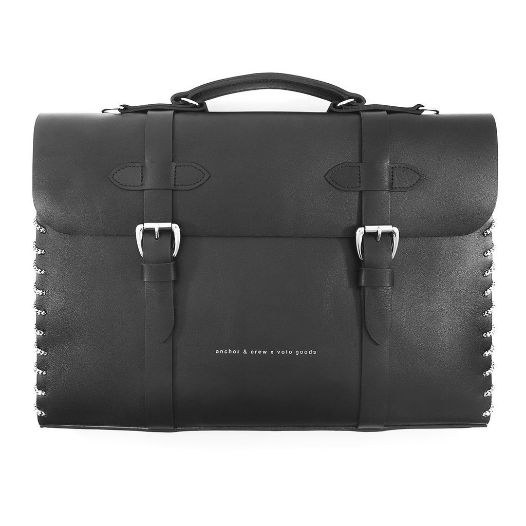 Men's Graphite Black Rufford Leather & Rope Briefcase Small ANCHOR & CREW
