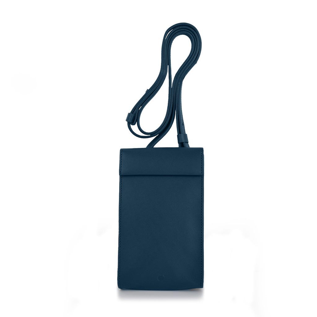 Men's Handmade Adjustable Leather Phone Bag With Pocket - Navy Blue godi.