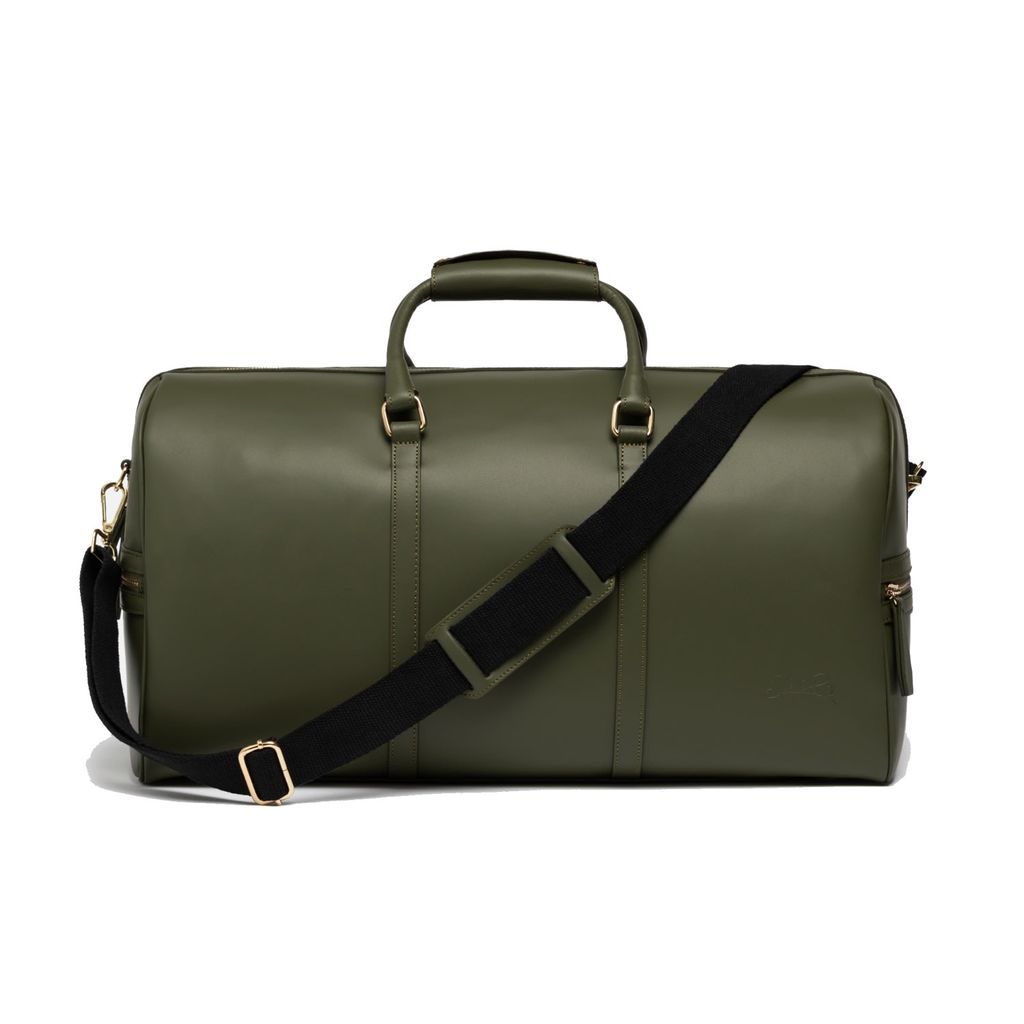 Carryall Duffle Leather Bag In Olive Green One Size Silver & Riley