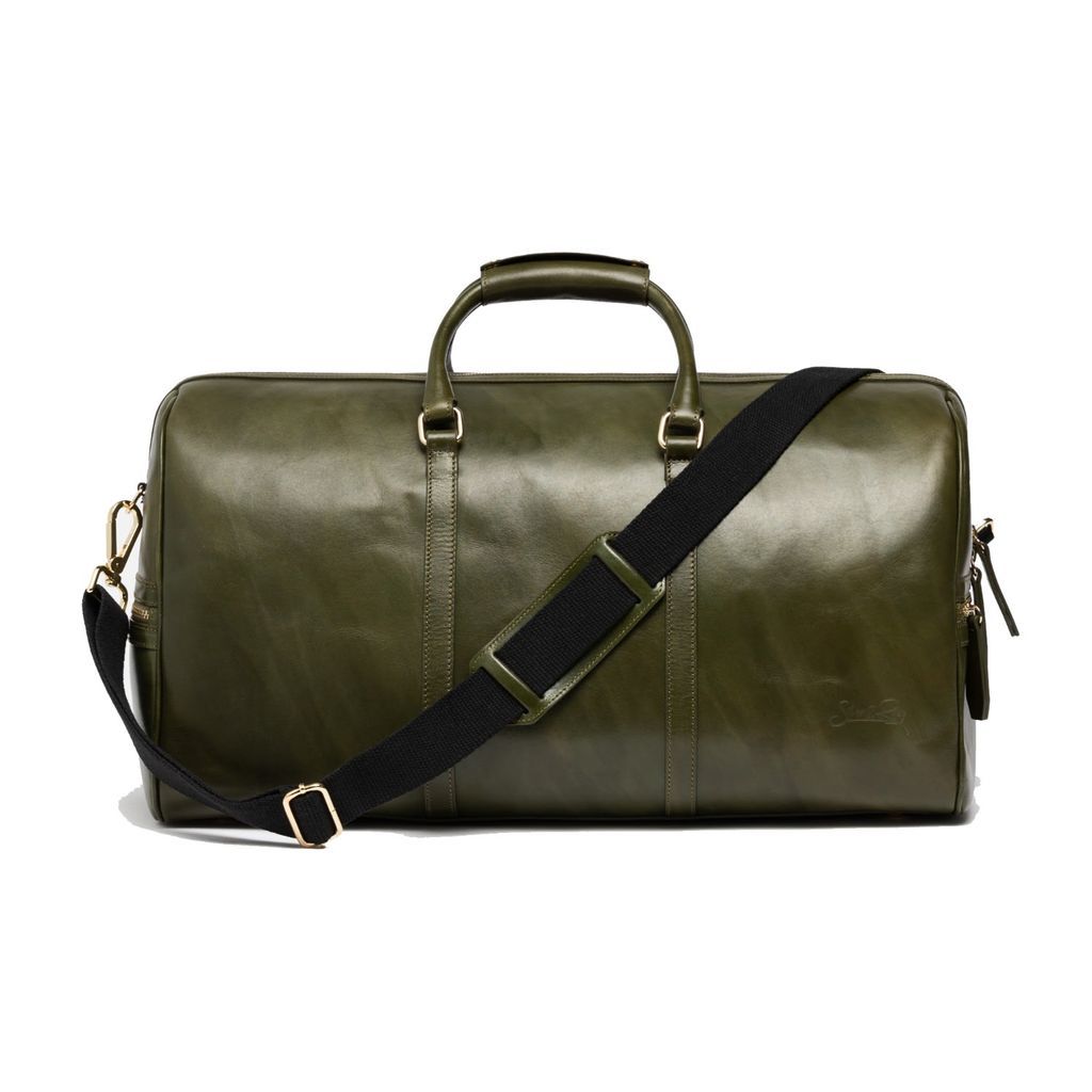 Carryall Duffle Leather Bag In Rustic Green One Size Silver & Riley