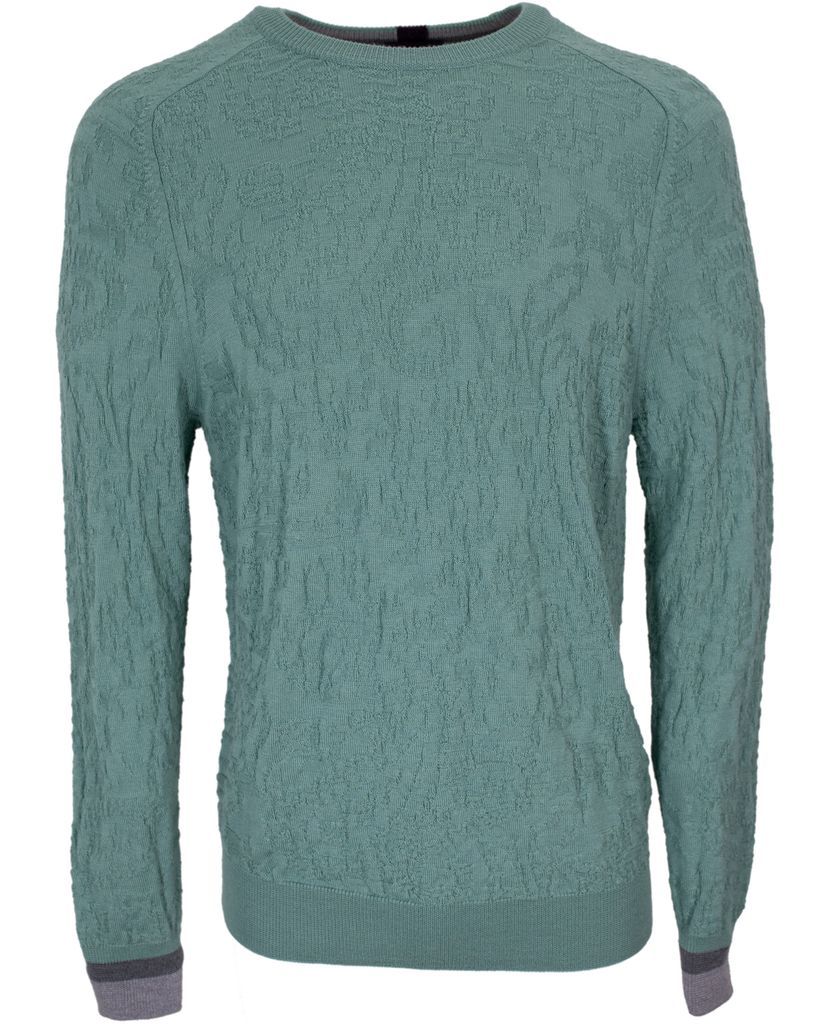 Men's Green / Grey Colin Jacquard Merino Paisley Sweater In Mint Small Lords of Harlech