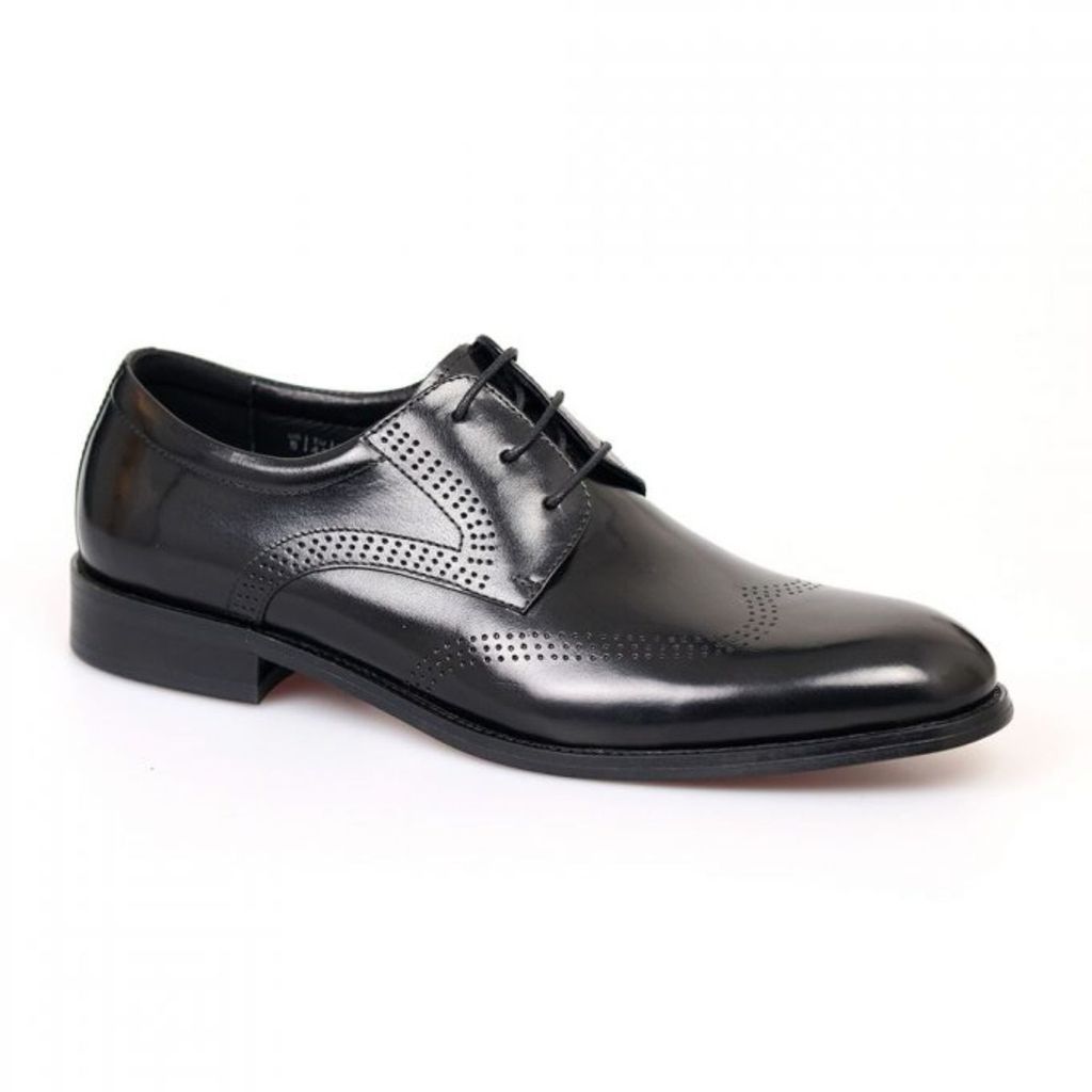 Men's Leather Classic Business Shoes- Black 6 Uk DAVID WEJ