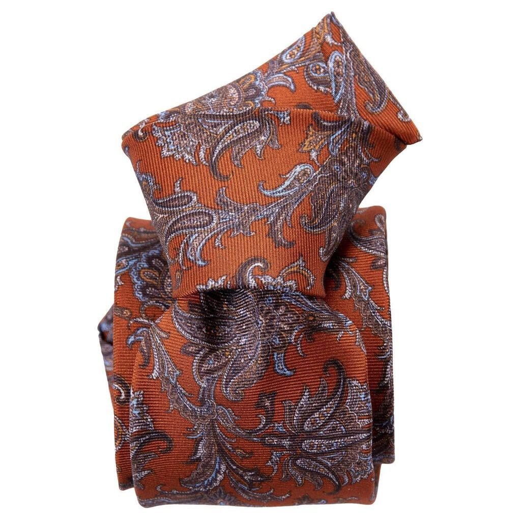 Men's Yellow / Orange Firenze - Printed Silk Tie - Rust One Size Elizabetta