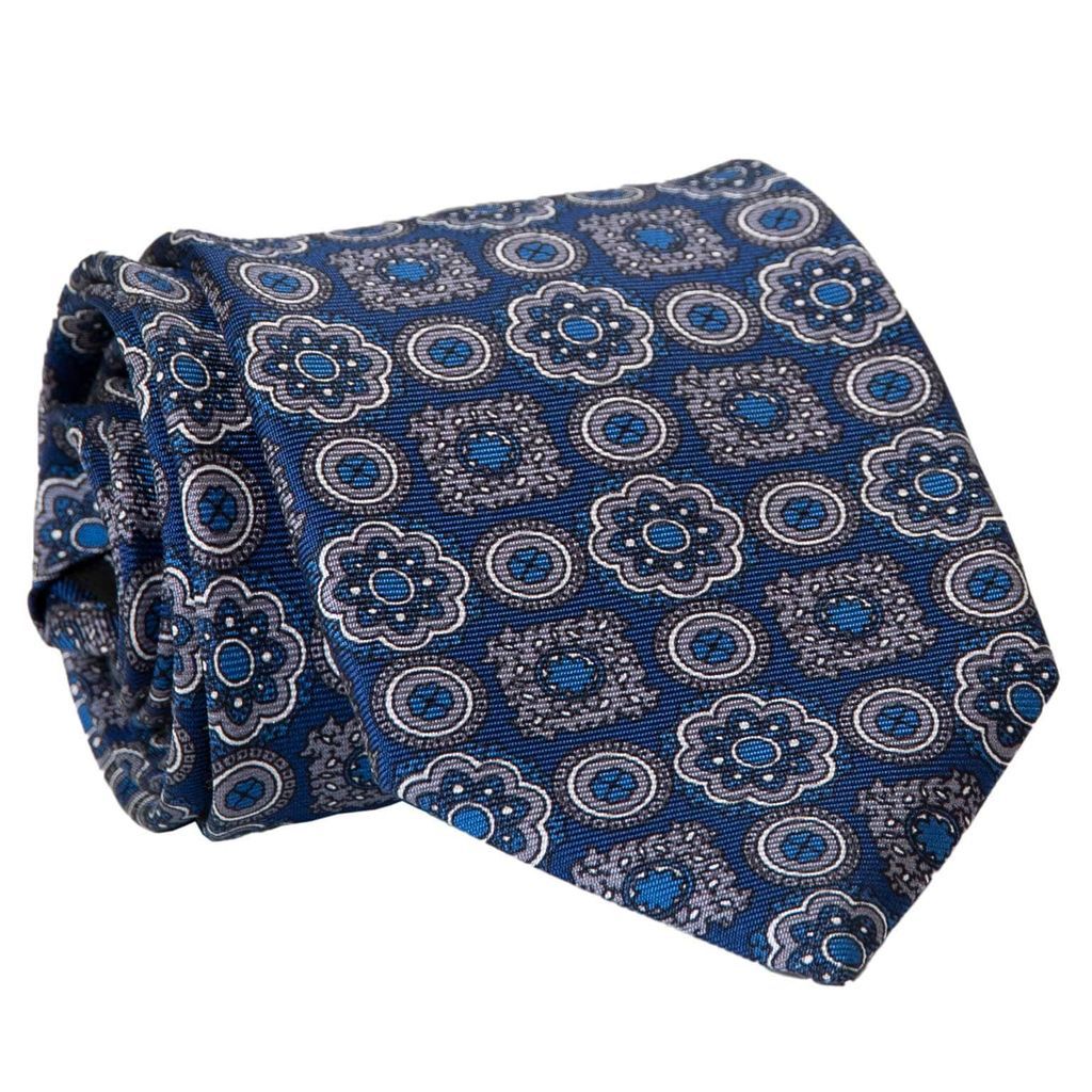 Men's Ravenna - Printed Silk Tie - Royal Blue Xl One Size Elizabetta